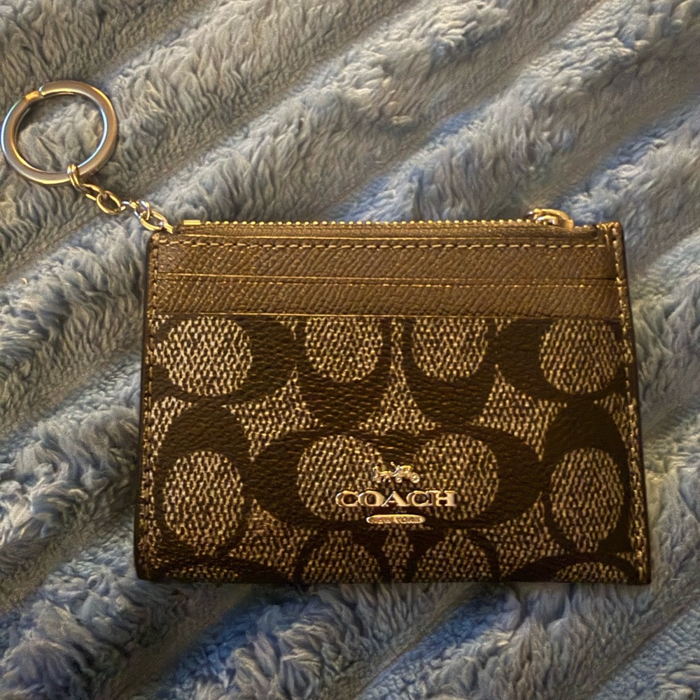 Coach Black and Silver Monogram Card Holder